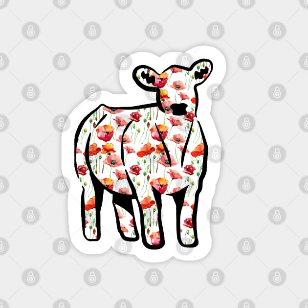 Watercolor Poppy Floral Cow Silhouette  - NOT FOR RESALE WITHOUT PERMISSION Sticker by l-oh